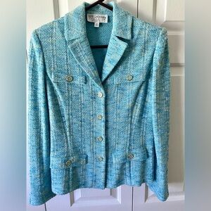 St. John Collection Blue Tweed Jacket Sz4